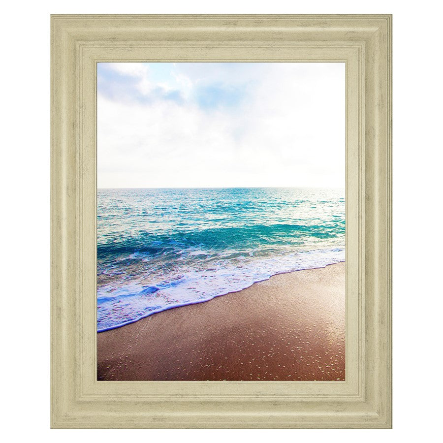 Classy Living Golden Sands 22x26in Wall Art | Contemporary Coastal Seascape in Ivory Bliss MDF Frame | Living Room & Bedroom Decor | 1 x 22 x | Model 8484