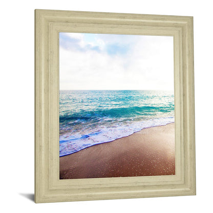Classy Living Golden Sands 22x26in Wall Art | Contemporary Coastal Seascape in Ivory Bliss MDF Frame | Living Room & Bedroom Decor | 1 x 22 x | Model 8484