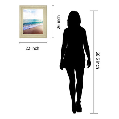 Classy Living Golden Sands 22x26in Wall Art | Contemporary Coastal Seascape in Ivory Bliss MDF Frame | Living Room & Bedroom Decor | 1 x 22 x | Model 8484