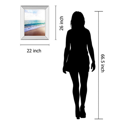 Classy Living Golden Sands 22x26in Wall Art | Contemporary Coastal Seascape with Mirrored Frame | Living Room & Bedroom Decor | 22 x 26 x 3 | Model 8484MF