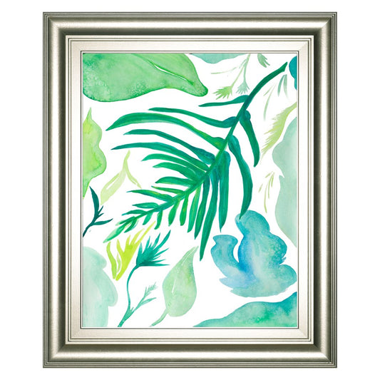 Classy Living Verdant Leaves I 22x26in Wall Art | Transitional Silver Serenity MDF Frame | Living Room & Bedroom Botanical Decor | 22 x 26 x | Model 8490