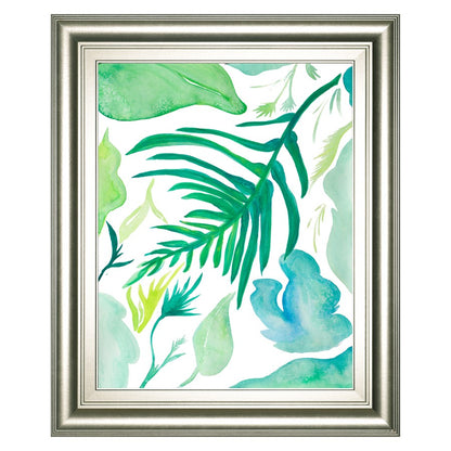 Classy Living Verdant Leaves I 22x26in Wall Art | Transitional Silver Serenity MDF Frame | Living Room & Bedroom Botanical Decor | 22 x 26 x | Model 8490