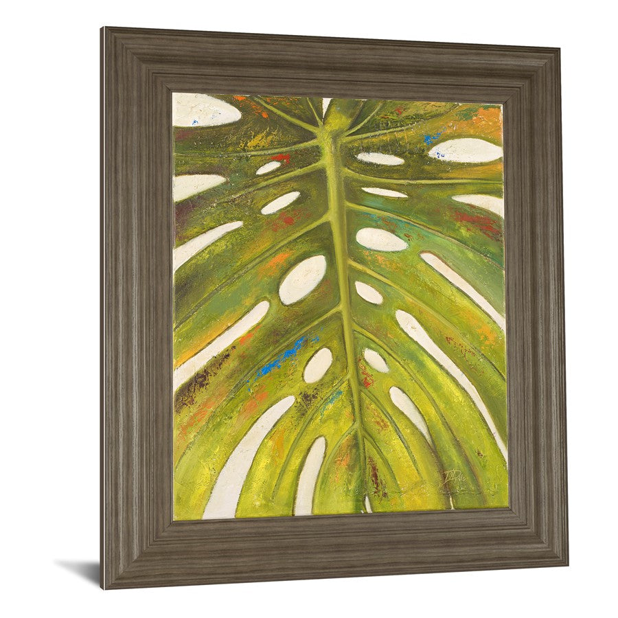 Classy Living Tropical Leaf II 22x26in Wall Art | Contemporary Multicolor Botanical on Paper in Tranquil Ash MDF Frame | Living Room & Office | Model 8493
