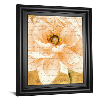 Classy Living Cream Peonies Script I Wall Art | Traditional Paper Print in Midnight Aura MDF Frame | Living Room, Bedroom & Office Decor | 22 | Model 8498