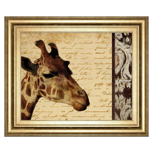 Classy Living Safari Giraffe Wall Art 26in H | Transitional Gilded Radiance MDF Frame | Living Room & Office Decor | 26 x 22 x 1 in | Model 8500
