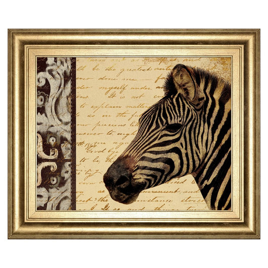 Classy Living Safari Zebra II 26x22in Wall Art | Transitional Gilded Radiance MDF Frame | Living Room & Office Graphic Art | 26 x 22 x 1 in | Model 8501