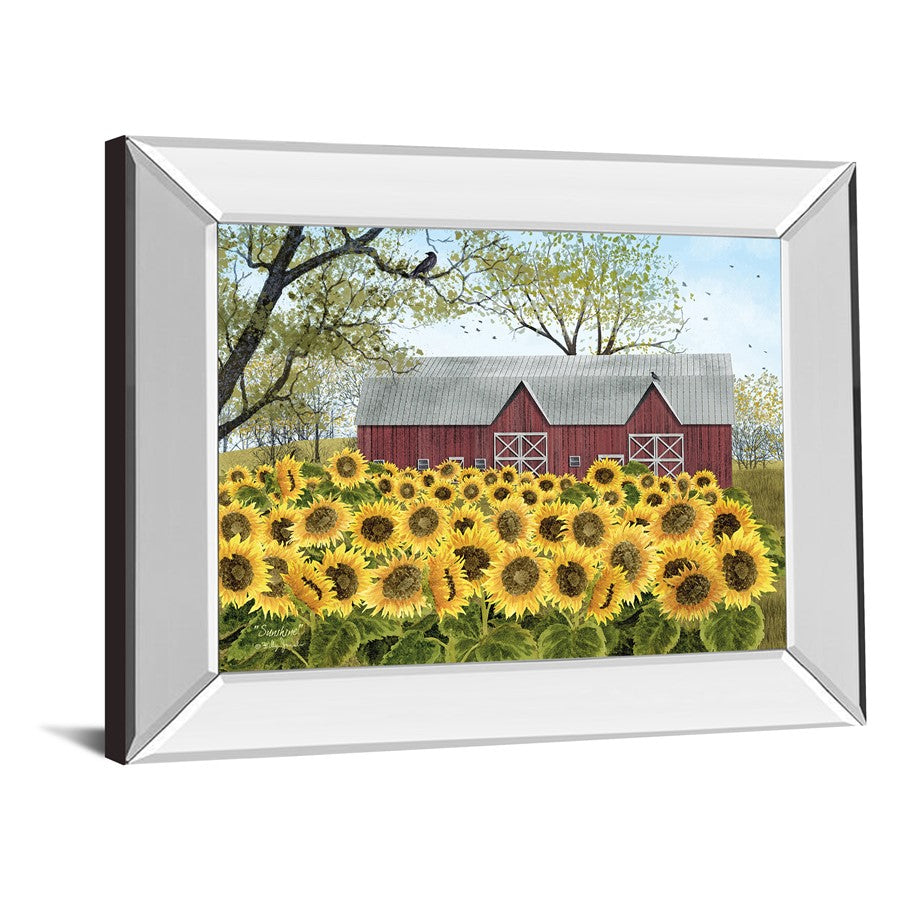 Classy Living Sunflower Field Wall Art 26x22in | Traditional Mirrored Frame | Living Room & Kitchen Decor | 26 x 22 x 3 in | Model 8520MF