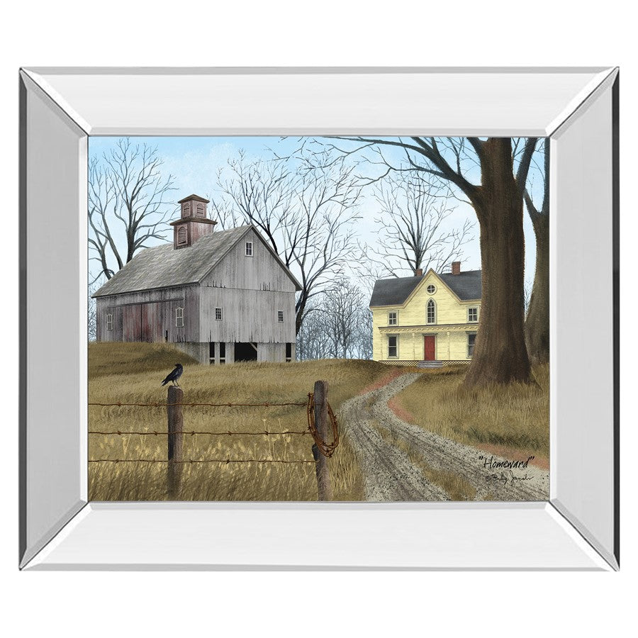 Classy Living Country Homestead 26x22in Wall Art | Traditional Mirrored Frame | Living Room & Office Decor | 26 x 22 x 3 in | Model 8521MF