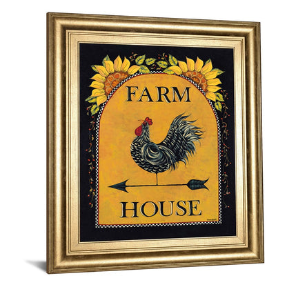 Classy Living Sunny Rooster 22x26in Wall Art | Country Farmhouse Gilded Radiance Frame with Real Glass | Kitchen & Dining Room Decor | 22 x | Model 8526