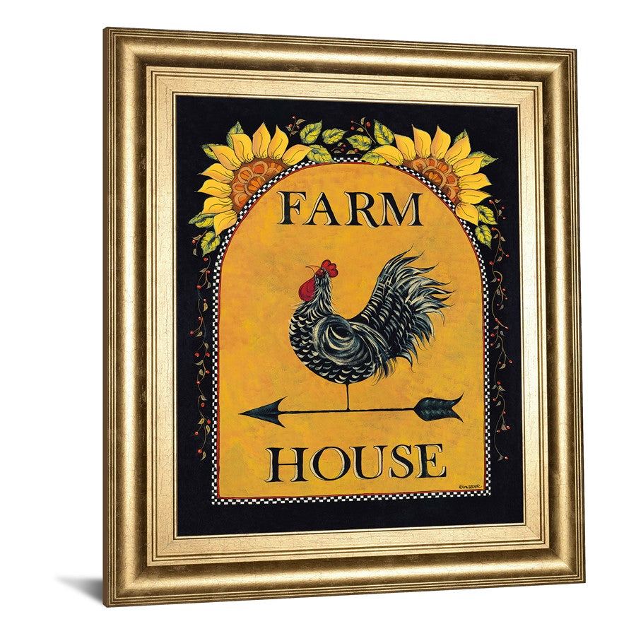 Classy Living Sunny Rooster 22x26in Wall Art | Country Farmhouse Gilded Radiance Frame with Real Glass | Kitchen & Dining Room Decor | 22 x | Model 8526