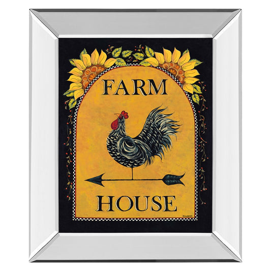 Classy Living Sunny Rooster 22x26in Wall Art | Country Farmhouse Mirrored Frame | Kitchen & Dining Room Decor | 22 x 26 x 3 in | Model 8526MF