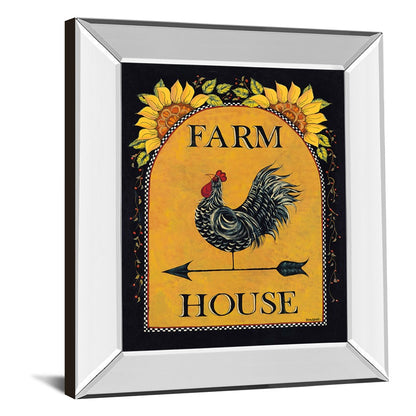Classy Living Sunny Rooster 22x26in Wall Art | Country Farmhouse Mirrored Frame | Kitchen & Dining Room Decor | 22 x 26 x 3 in | Model 8526MF