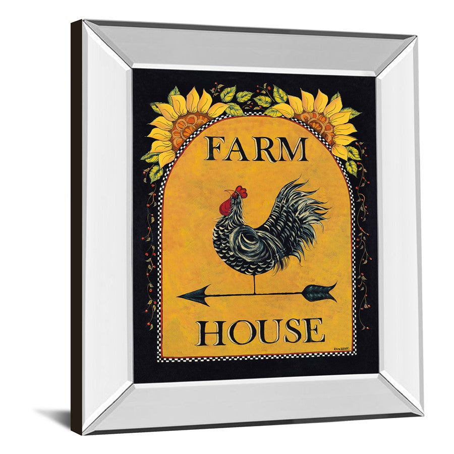 Classy Living Sunny Rooster 22x26in Wall Art | Country Farmhouse Mirrored Frame | Kitchen & Dining Room Decor | 22 x 26 x 3 in | Model 8526MF
