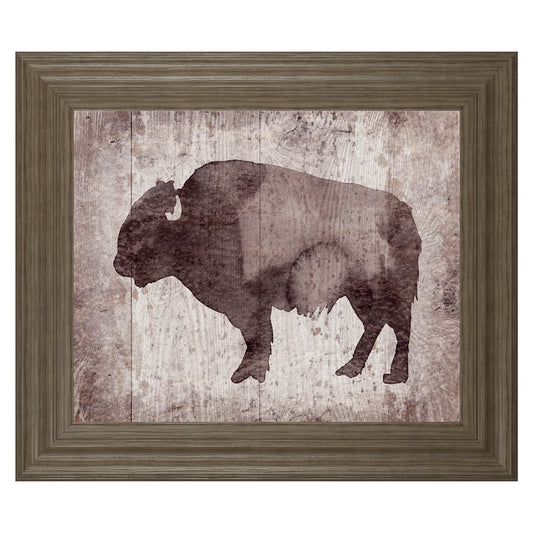 Classy Living Timber Bison Silhouette Wall Art 26x22in | Contemporary MDF Frame with Real Glass | Living Room & Office Decor | 1 x 26 x 22 in | Model 8531