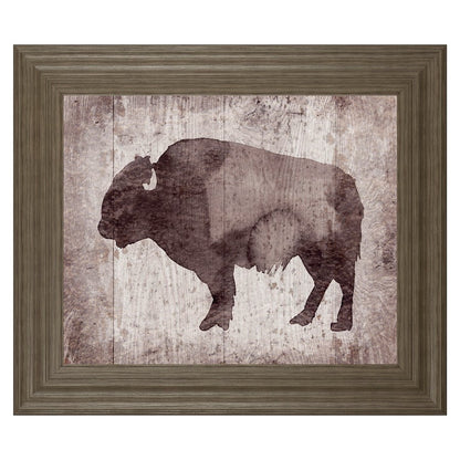 Classy Living Timber Bison Silhouette Wall Art 26x22in | Contemporary MDF Frame with Real Glass | Living Room & Office Decor | 1 x 26 x 22 in | Model 8531