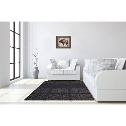 Classy Living Timber Bison Silhouette Wall Art 26x22in | Contemporary MDF Frame with Real Glass | Living Room & Office Decor | 1 x 26 x 22 in | Model 8531