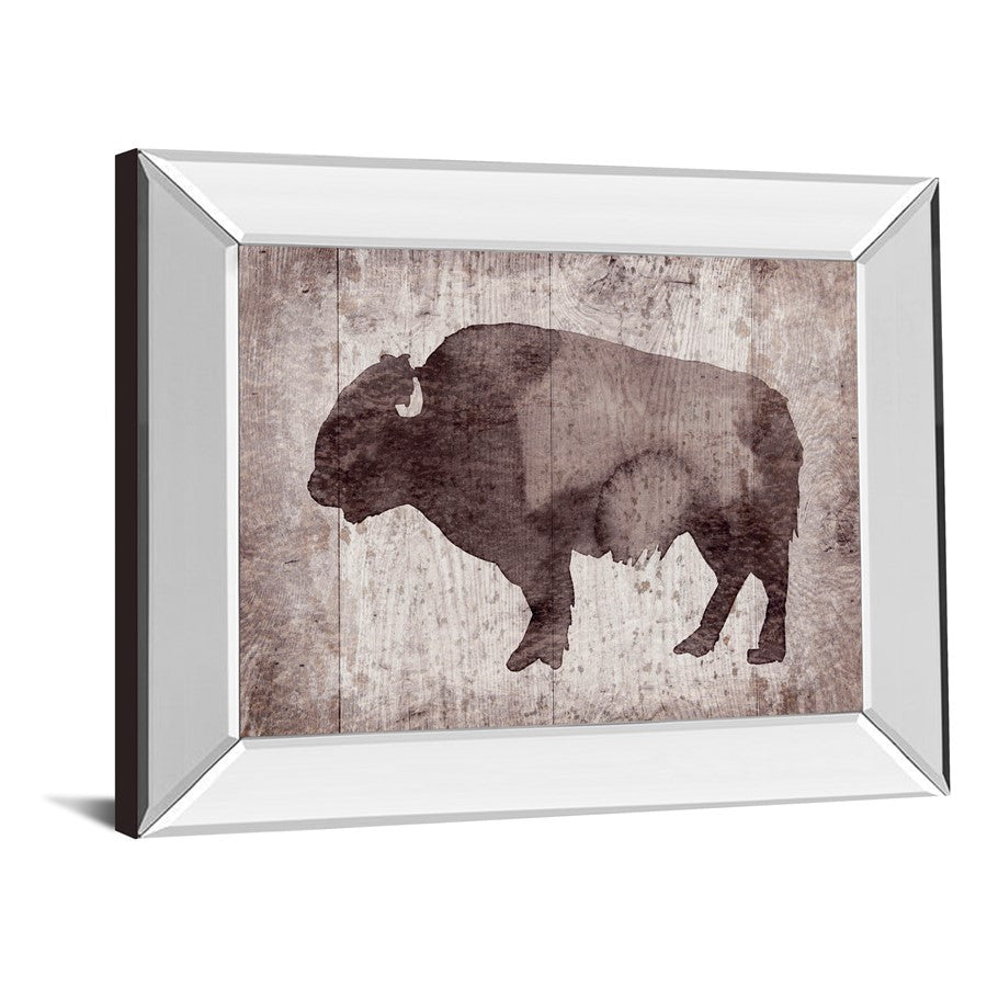 Classy Living Timber Bison Silhouette Wall Art 26in H | Contemporary Mirrored Frame | Living Room & Office Decor | 26 x 22 x 3 in | Model 8531MF