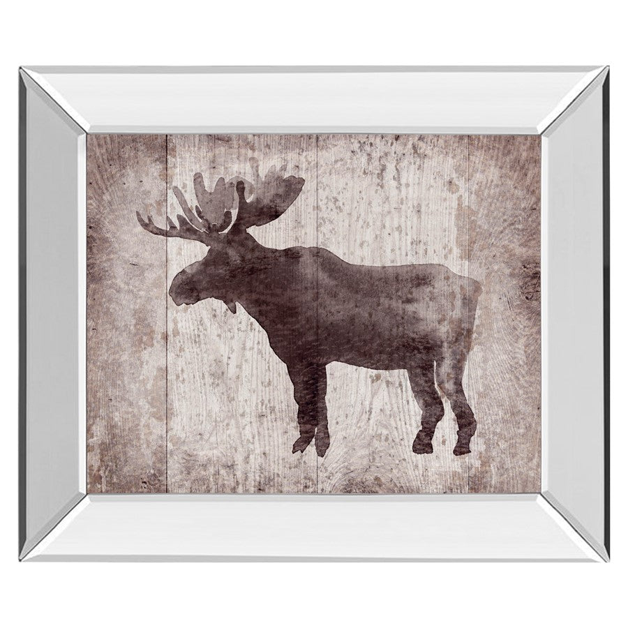 Classy Living Elk Silhouette Wall Art 26x22in | Contemporary Mirrored Frame | Living Room & Den Decor | 26 x 22 x 3 in | Model 8533MF
