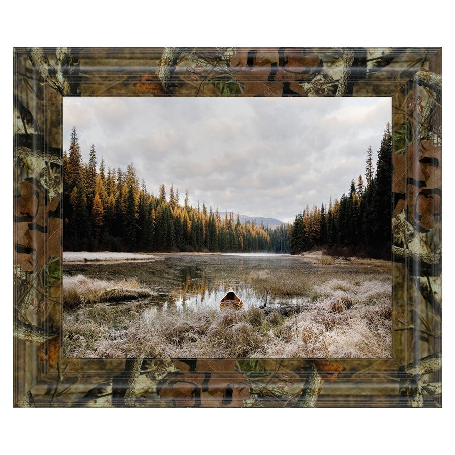 Classy Living Serene Canoe Dawn Wall Art 26x22in | Contemporary Camouflage MDF Frame | Living Room & Office Nature Scene | 26 x 22 x 1 in | Model 8547