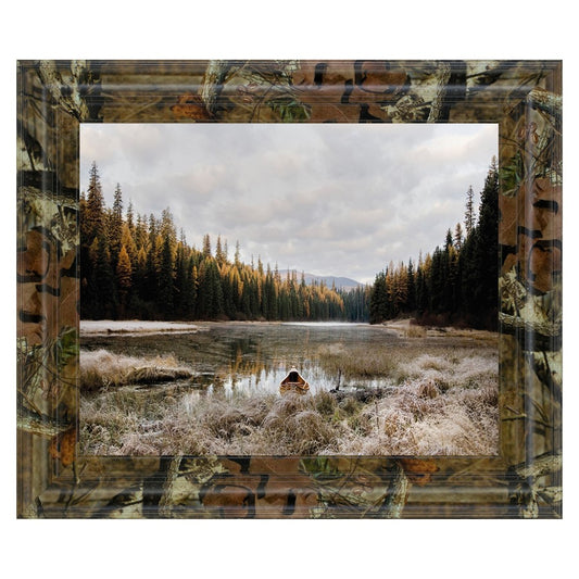Classy Living Serene Canoe Dawn Wall Art 26x22in | Contemporary Camouflage MDF Frame | Living Room & Office Nature Scene | 26 x 22 x 1 in | Model 8547