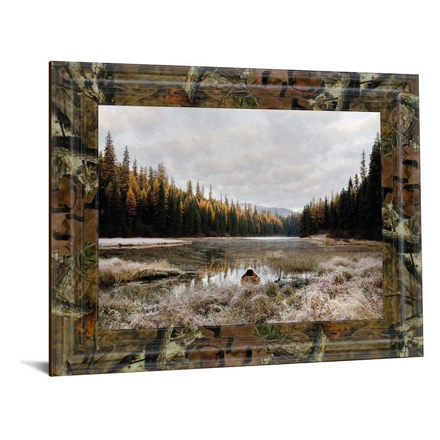 Classy Living Serene Canoe Dawn Wall Art 26x22in | Contemporary Camouflage MDF Frame | Living Room & Office Nature Scene | 26 x 22 x 1 in | Model 8547