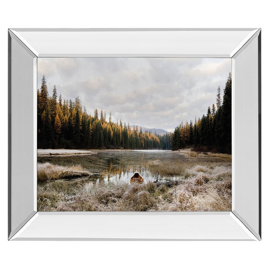 Classy Living Serene Canoe Dawn Wall Art 26x22in | Contemporary Mirrored Frame | Living Room & Office Decor | 26 x 22 x 3 in | Model 8547MF