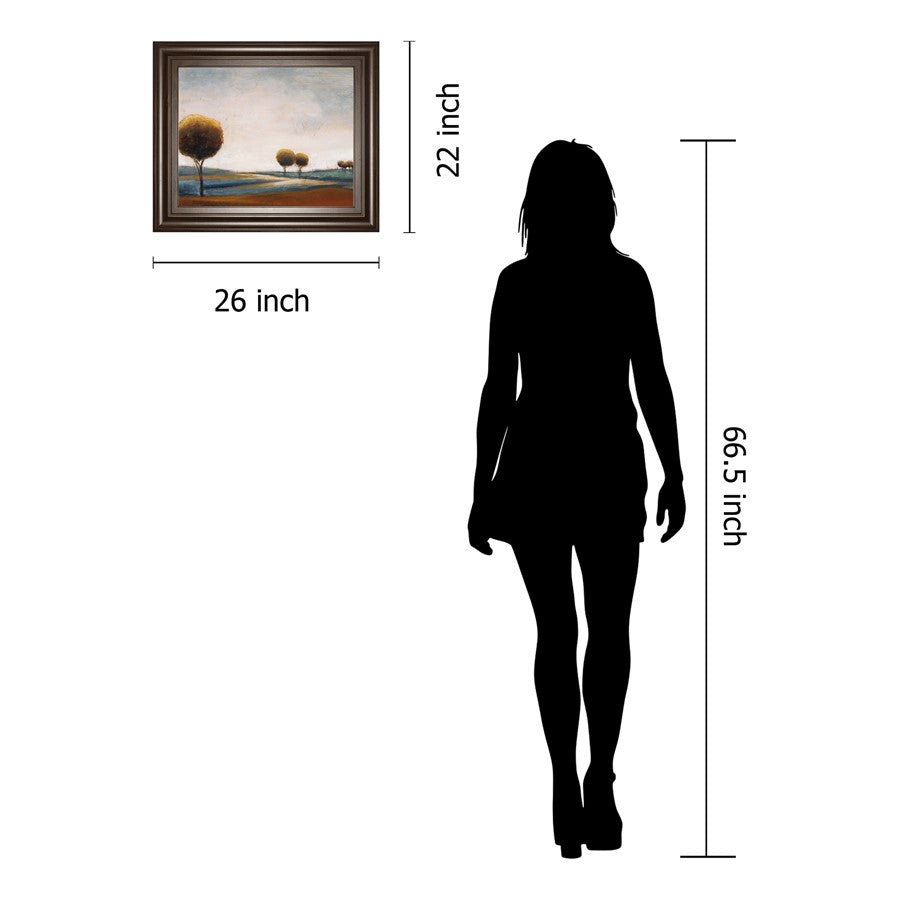 Classy Living Serene Hillside 26x22in Wall Art | Transitional Cinnamon Mocha MDF Frame | Living Room & Bedroom Decor | 26 x 22 x 1 in | Model 8563