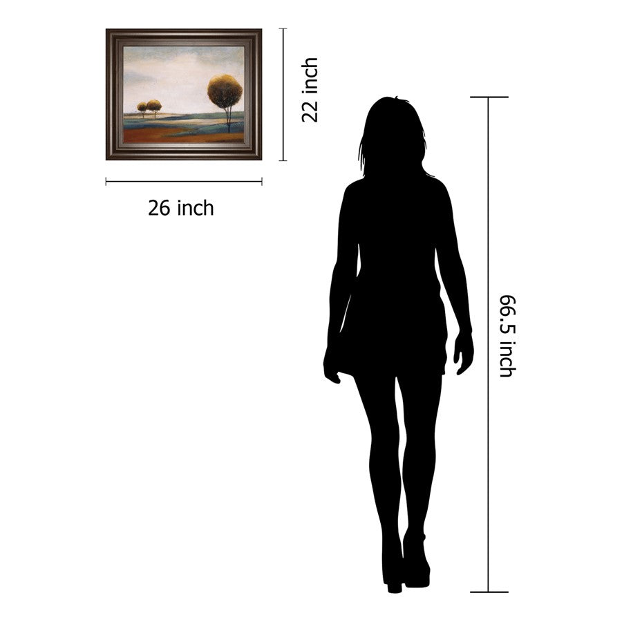 Classy Living Serene Countryside 26x22in Wall Art | Transitional Cinnamon Mocha MDF Frame with Glass | Living Room & Bedroom Decor | 26 x 22 | Model 8564
