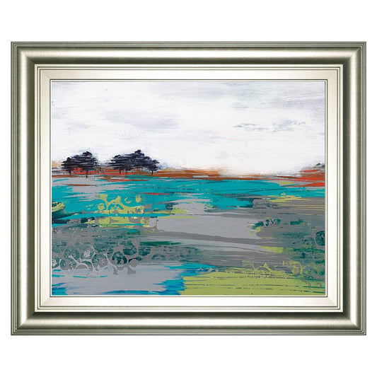 Classy Living Wind Swept 26x22in Wall Art | Contemporary Abstract Landscape Silver MDF Frame | Living Room & Office Decor | 26 x 22 x 1 in | Model 8569