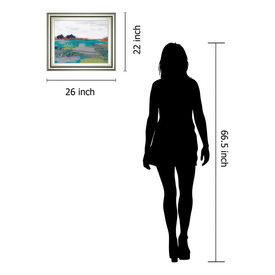 Classy Living Wind Swept 26x22in Wall Art | Contemporary Abstract Landscape Silver MDF Frame | Living Room & Office Decor | 26 x 22 x 1 in | Model 8569
