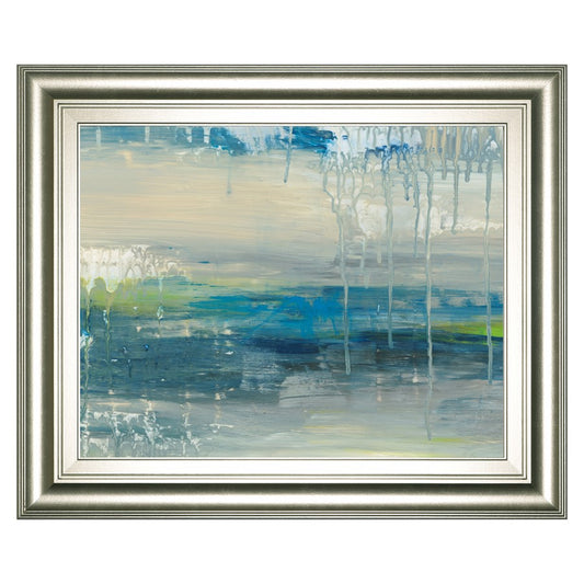 Classy Living Serene Drizzle 26x22in Wall Art | Contemporary Abstract Paper on MDF in Silver Serenity Frame | Living Room & Bedroom Tranquil | Model 8575