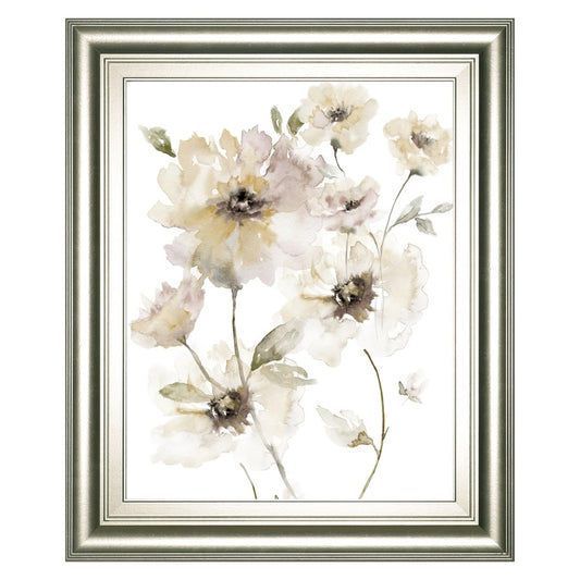 Classy Living Translucent Garden 22x26in Wall Art | Traditional Silver Serenity MDF Frame | Living Room & Bedroom Floral Decor | 1 x 22 x 26 | Model 8581