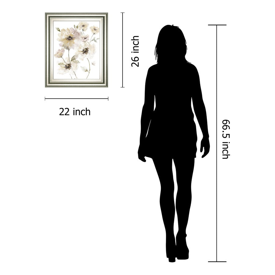 Classy Living Translucent Garden 22x26in Wall Art | Traditional Silver Serenity MDF Frame | Living Room & Bedroom Floral Decor | 1 x 22 x 26 | Model 8581