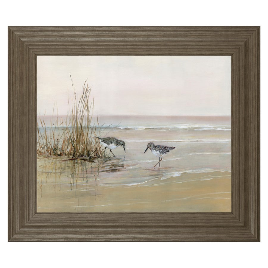 Classy Living Shorebird Dawn 26x22in Wall Art | Transitional Tranquil Ash MDF Frame | Living Room & Bedroom Coastal Decor | 1 x 26 x 22 in | Model 8585