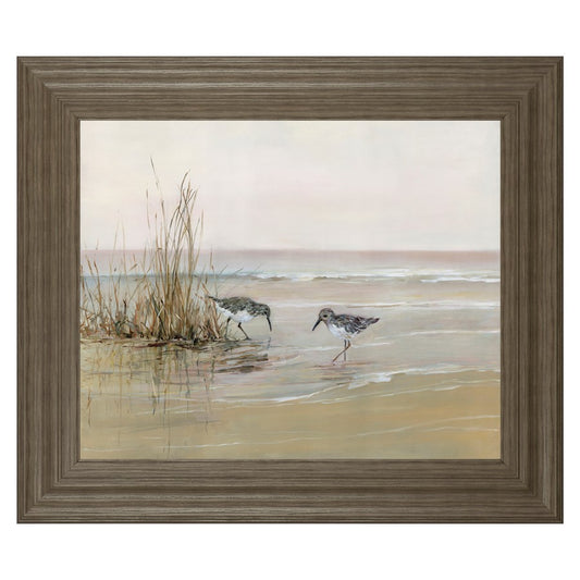 Classy Living Shorebird Dawn 26x22in Wall Art | Transitional Tranquil Ash MDF Frame | Living Room & Bedroom Coastal Decor | 1 x 26 x 22 in | Model 8585