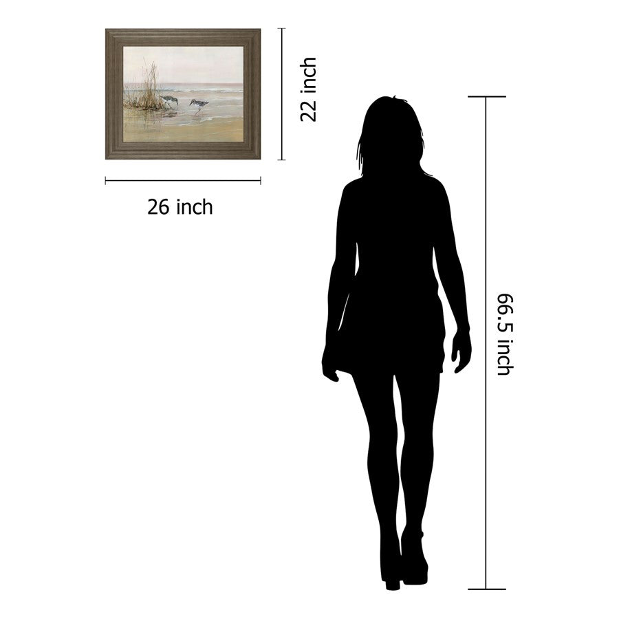 Classy Living Shorebird Dawn 26x22in Wall Art | Transitional Tranquil Ash MDF Frame | Living Room & Bedroom Coastal Decor | 1 x 26 x 22 in | Model 8585