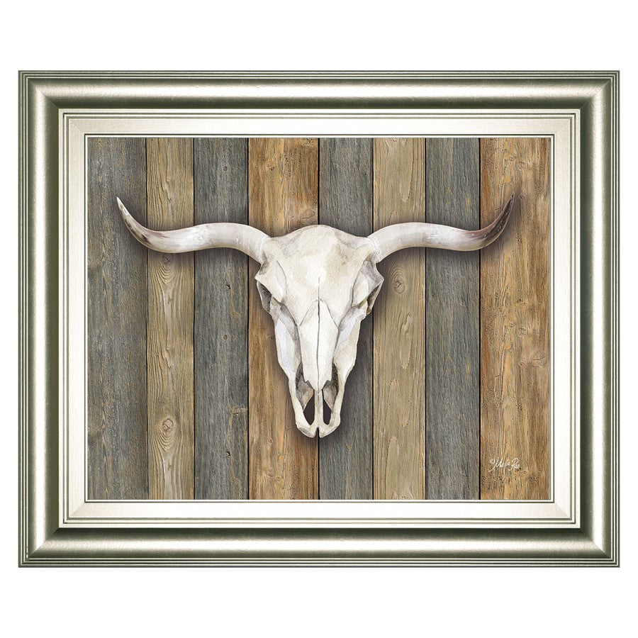 Classy Living Western Skull Wall Art 26x22in | Transitional Silver Serenity MDF Frame | Living Room & Office Decor | 1 x 26 x 22 in | Model 8590