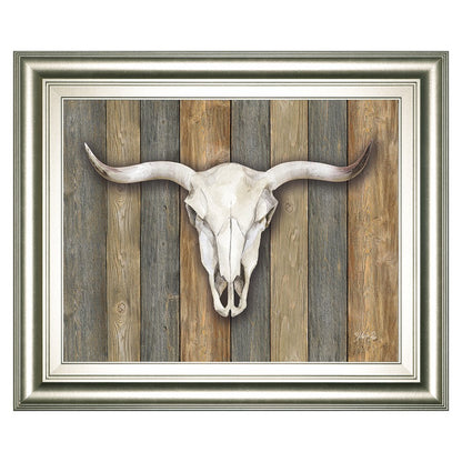 Classy Living Western Skull Wall Art 26x22in | Transitional Silver Serenity MDF Frame | Living Room & Office Decor | 1 x 26 x 22 in | Model 8590