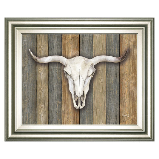 Classy Living Western Skull Wall Art 26x22in | Transitional Silver Serenity MDF Frame | Living Room & Office Decor | 1 x 26 x 22 in | Model 8590