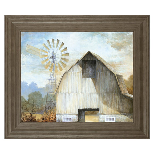 Classy Living Rustic Barn Scene Wall Art 26x22in | Transitional Tranquil Ash Frame | Living Room & Office Wall Decor | 26 x 22 x 1 in | Model 8591