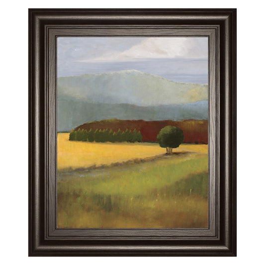 Classy Living Field Of Gold Wall Art 22x26in | Contemporary Mixed Media Landscape in Dark Chocolate MDF Frame | Living Room & Office Decor | Model 8592