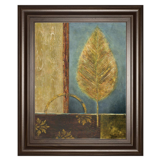 Classy Living Azure Leaf Wall Art 22x26in | Contemporary Botanical Print in Cinnamon Mocha Frame | Living Room & Office Decor | 22 x 26 x 1 in | Model 8604