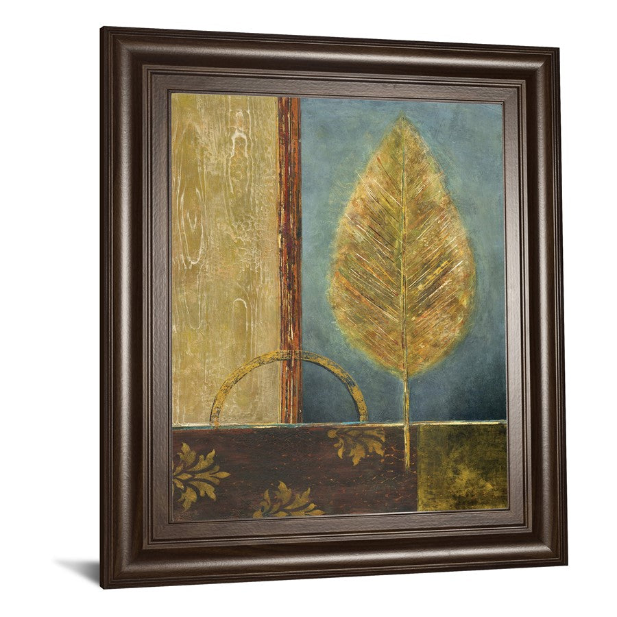 Classy Living Azure Leaf Wall Art 22x26in | Contemporary Botanical Print in Cinnamon Mocha Frame | Living Room & Office Decor | 22 x 26 x 1 in | Model 8604