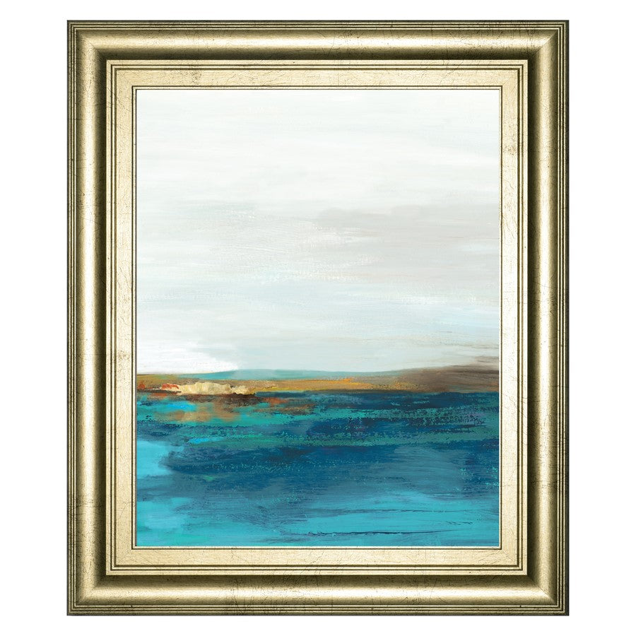 Classy Living Tranquil Horizon 22x26in Wall Art | Contemporary Mixed Media on Paper in Crisp Chardonnay MDF Frame | Living Room & Bedroom | Model 8614