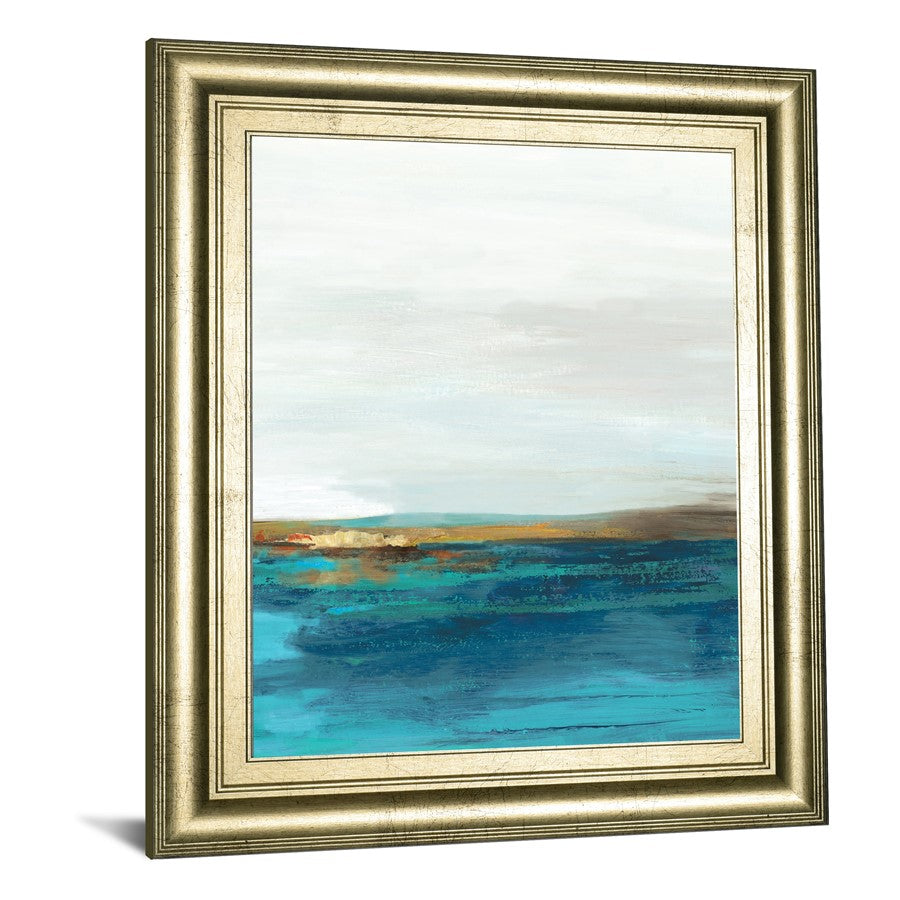 Classy Living Tranquil Horizon 22x26in Wall Art | Contemporary Mixed Media on Paper in Crisp Chardonnay MDF Frame | Living Room & Bedroom | Model 8614