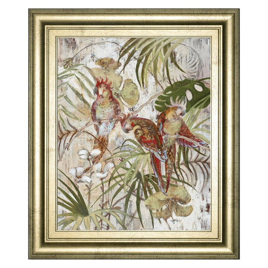 Classy Living Tropical Parrots 22x26in Wall Art | Transitional Gilded Radiance Frame on Paper | Living Room & Office Decor | 22 x 26 x 1 in | Model 8621
