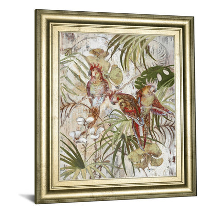 Classy Living Tropical Parrots 22x26in Wall Art | Transitional Gilded Radiance Frame on Paper | Living Room & Office Decor | 22 x 26 x 1 in | Model 8621