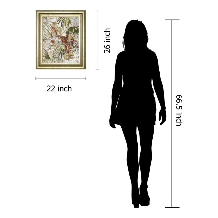 Classy Living Tropical Parrots 22x26in Wall Art | Transitional Gilded Radiance Frame on Paper | Living Room & Office Decor | 22 x 26 x 1 in | Model 8621
