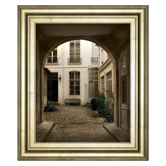 Classy Living Marais Courtyard 22x26in Wall Art | Contemporary Framed Print in Crisp Chardonnay MDF Frame | Living Room & Office Decor | 1 x | Model 8626