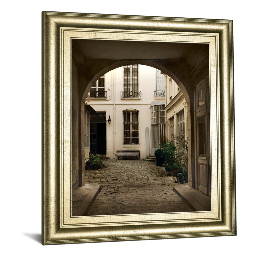 Classy Living Marais Courtyard 22x26in Wall Art | Contemporary Framed Print in Crisp Chardonnay MDF Frame | Living Room & Office Decor | 1 x | Model 8626